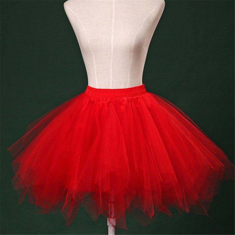 ChicWind Womens Red Puffy Tutu Layered Tulle Petticoat Skirt - Image 3